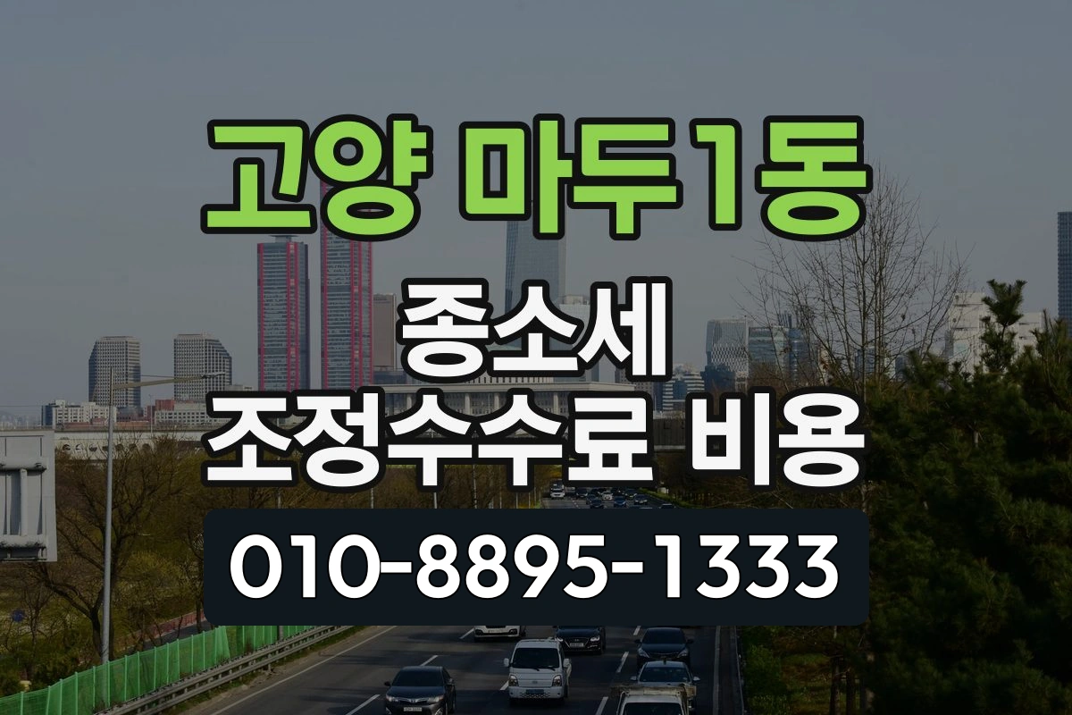 경기 고양 마두1동 종합소득세 조정수수료 비용