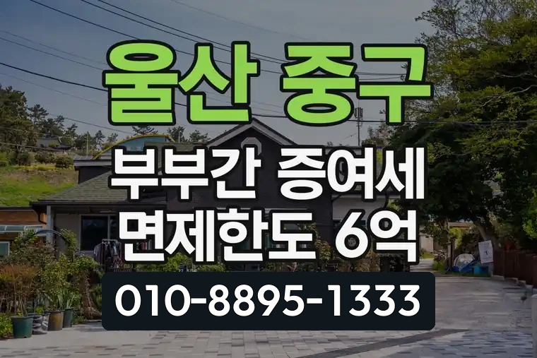 울산 중구 태화동 부부간 증여세 면제한도 6억
