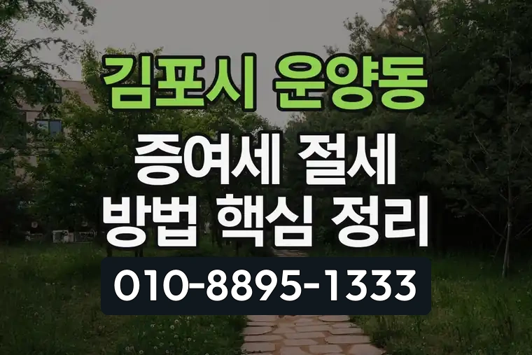 경기 김포시 운양동 증여세 절세 방법 핵심 정리