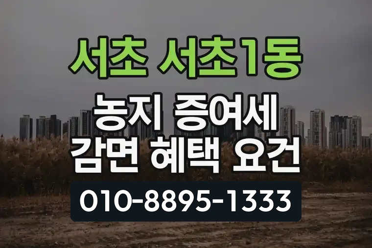 서울 서초 서초1동 농지 증여세 감면 혜택 요건