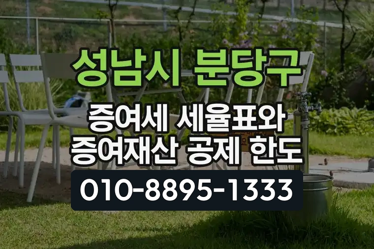 경기 성남시 분당구 수내동 증여세 세율표와 증여재산 공제 한도