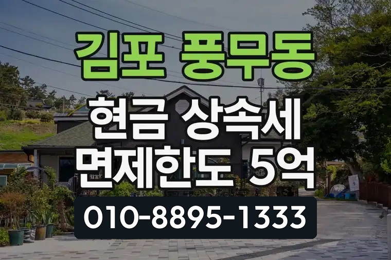 경기 김포 풍무동 현금 상속세 면제한도 5억
