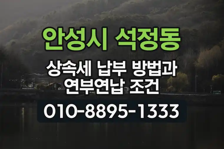 경기 안성시 석정동 상속세 납부 방법과 연부연납 조건