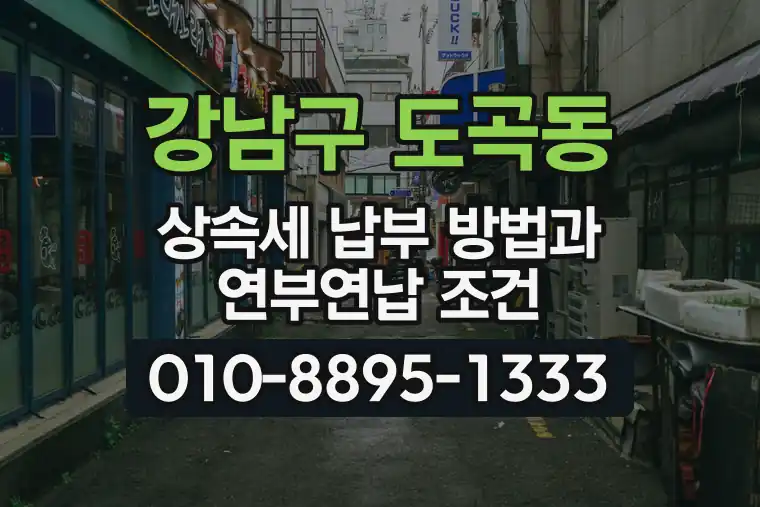 서울 강남구 도곡동 상속세 납부 방법과 연부연납 조건