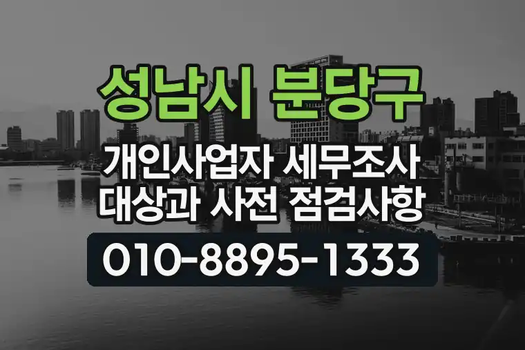 경기 성남시 분당구 야탑동 개인사업자 세무조사 대상과 사전 점검사항