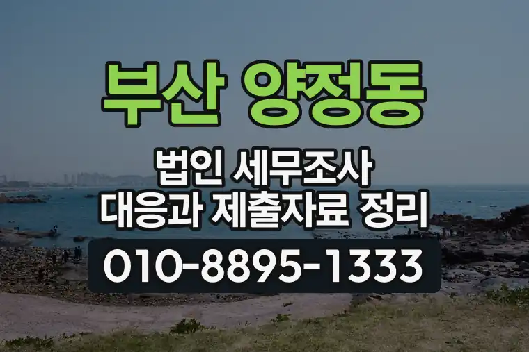 부산 부산진 양정동 법인 세무조사 대응과 제출자료 정리
