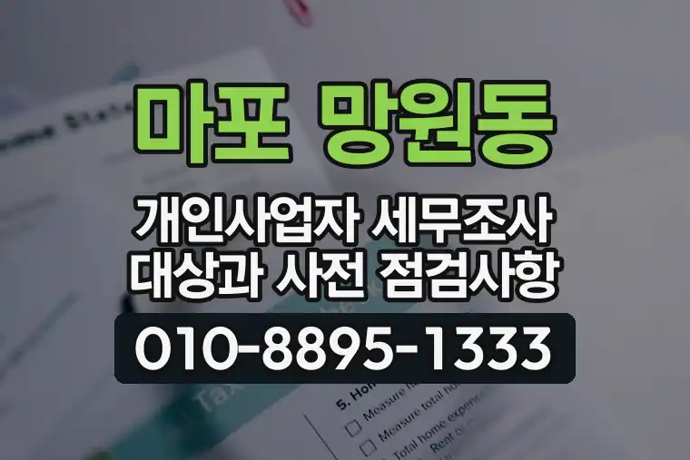 서울 마포 망원동 개인사업자 세무조사 대상과 사전 점검사항