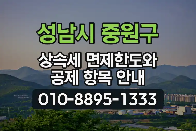 경기 성남시 중원구 금광동 상속세 면제한도와 공제 항목 안내