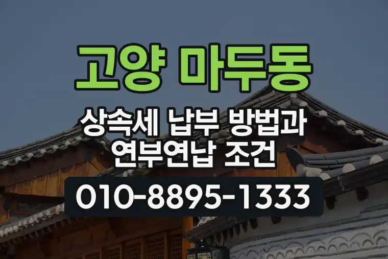 경기 고양 마두동 상속세 납부 방법과 연부연납 조건