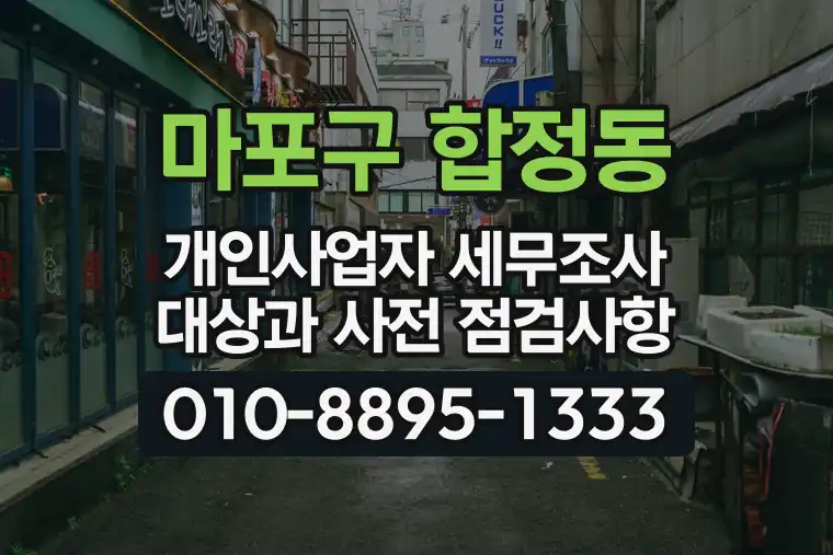 서울 마포구 합정동 개인사업자 세무조사 대상과 사전 점검사항