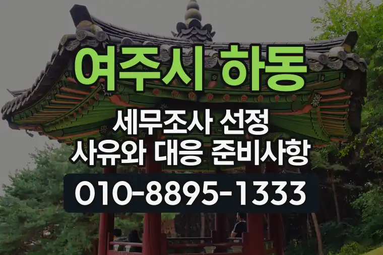 경기 여주시 하동 세무조사 선정 사유와 대응 준비사항