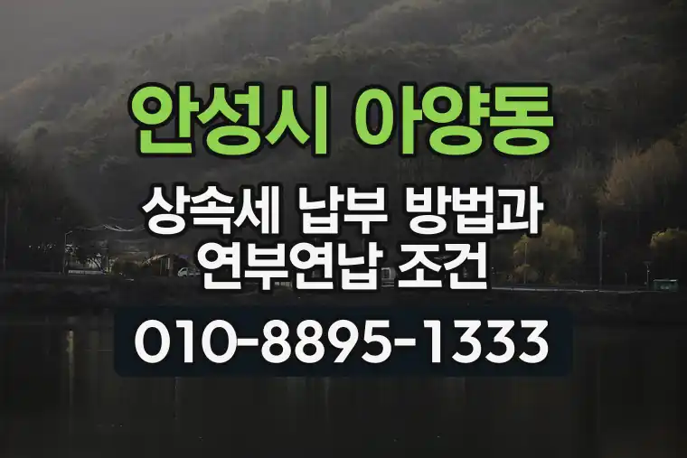 경기 안성시 아양동 상속세 납부 방법과 연부연납 조건
